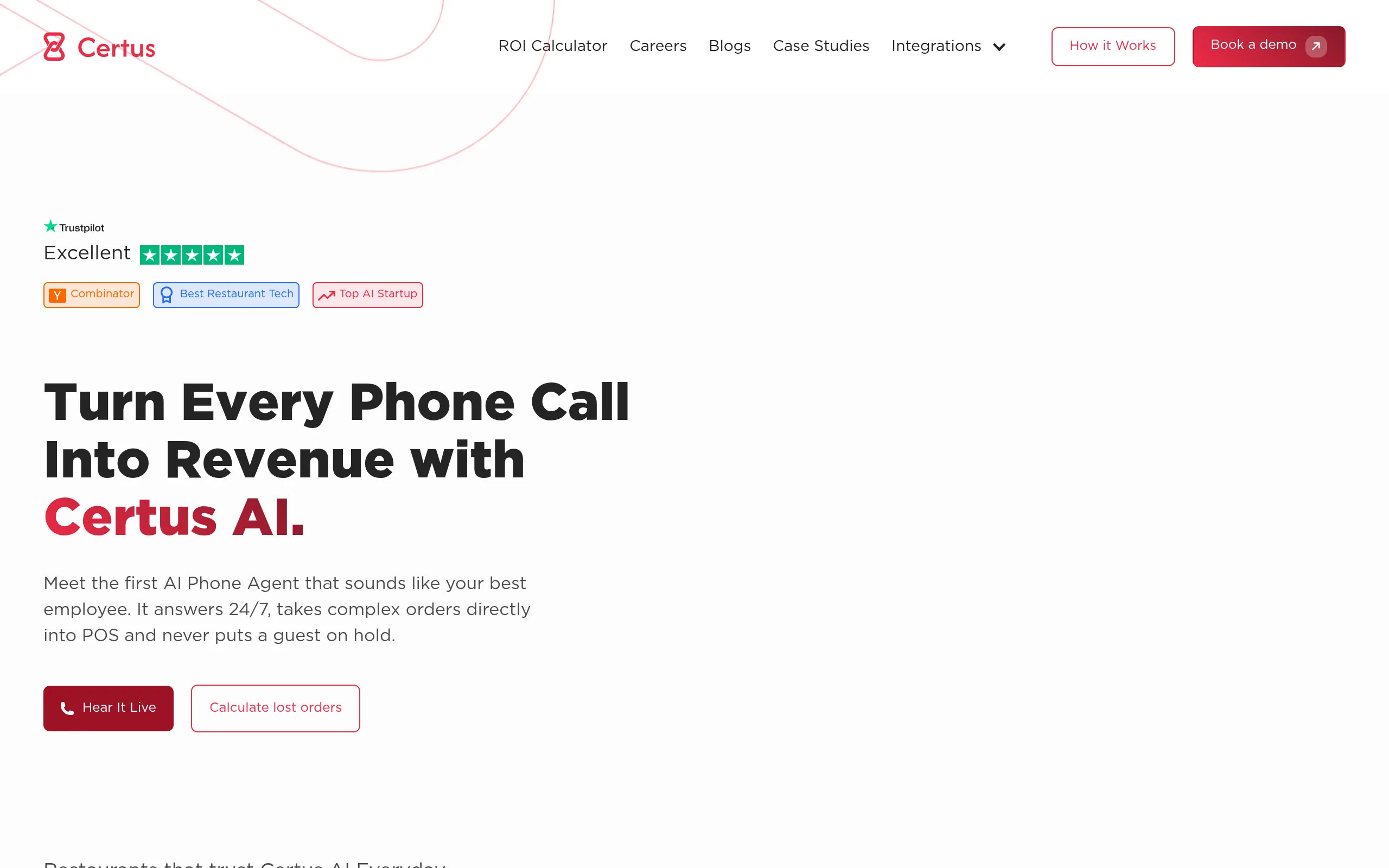 Certus AI homepage screenshot