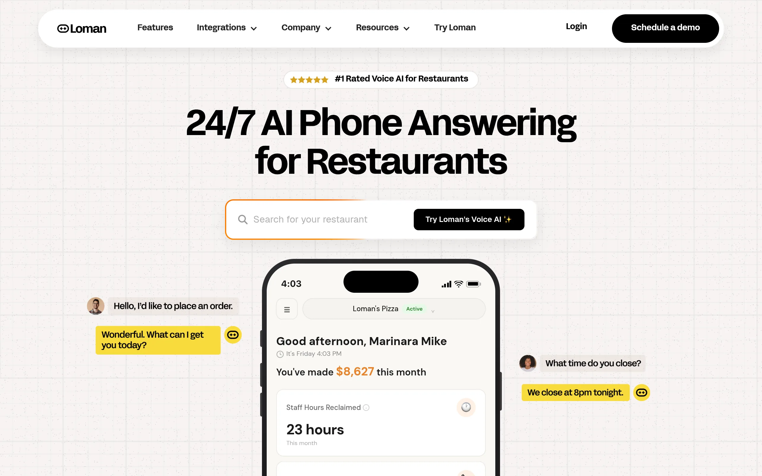 Loman AI homepage screenshot