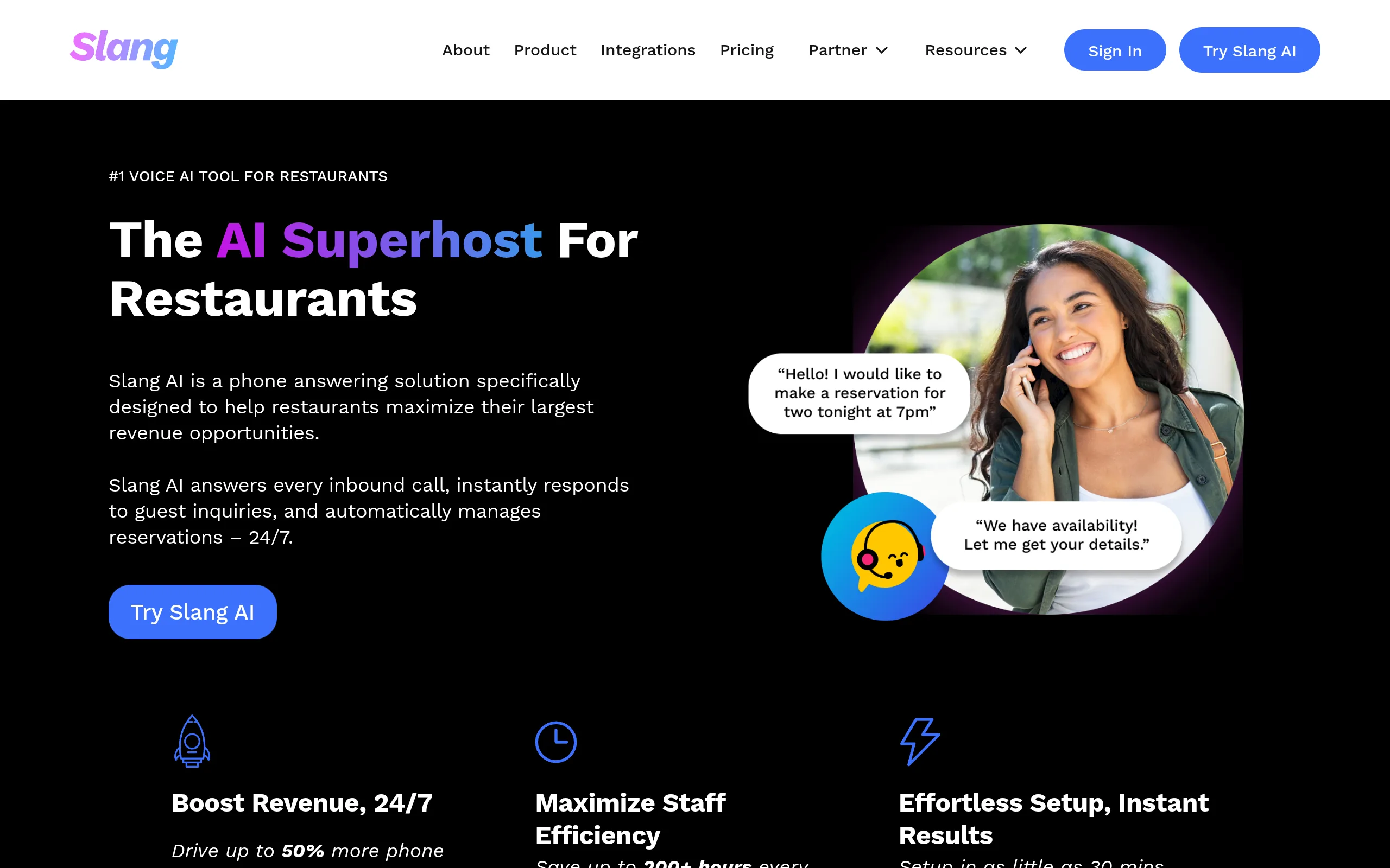 Slang AI homepage screenshot