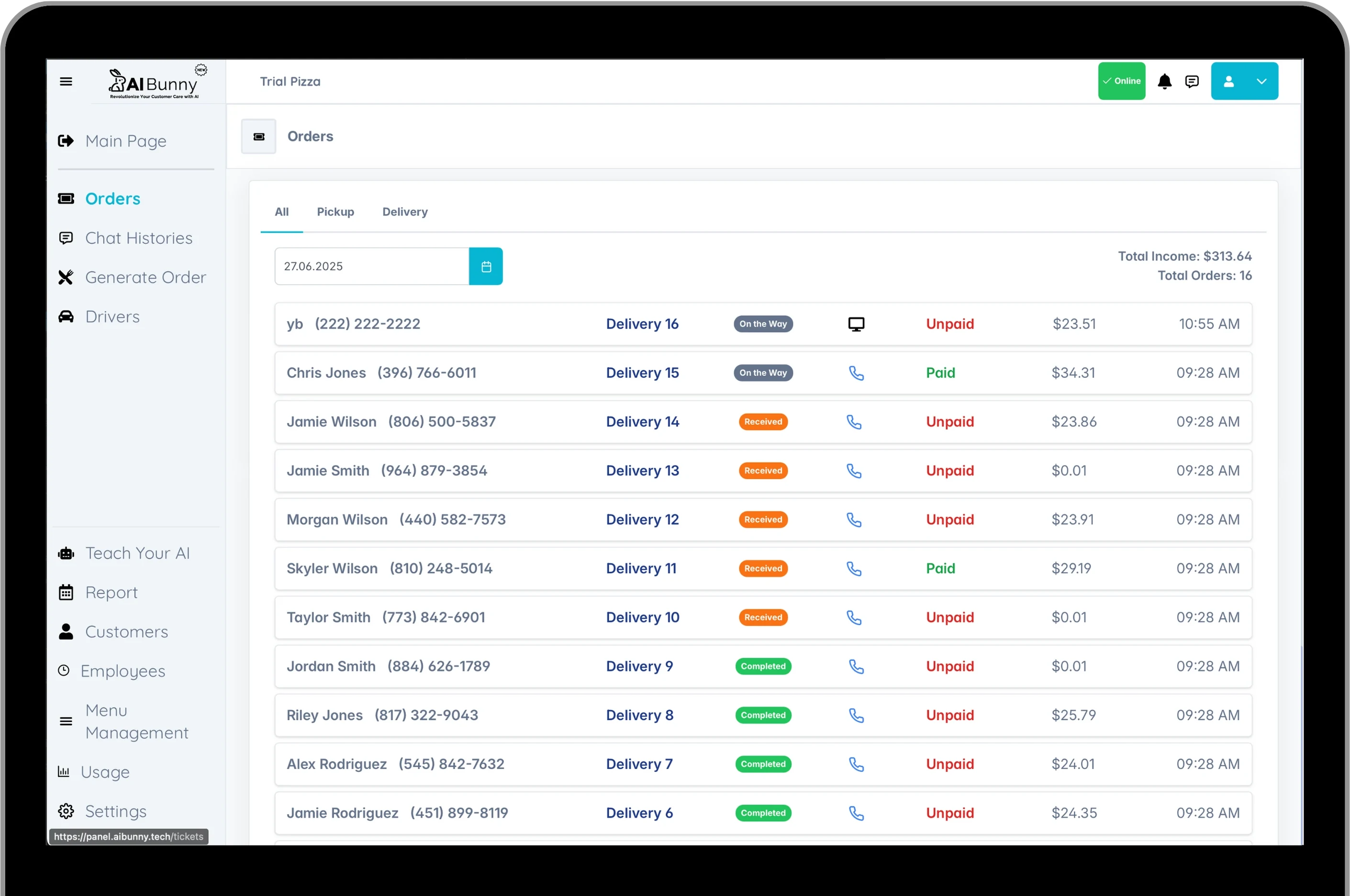 Order Dashboard Overview